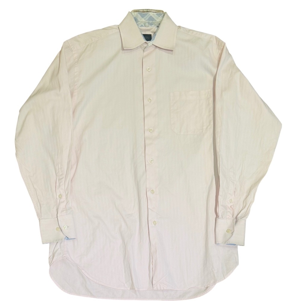 Robert Talbott Carmel Dress Shirt Pink Pinstripe Herringbone Mens 15.5 32-33